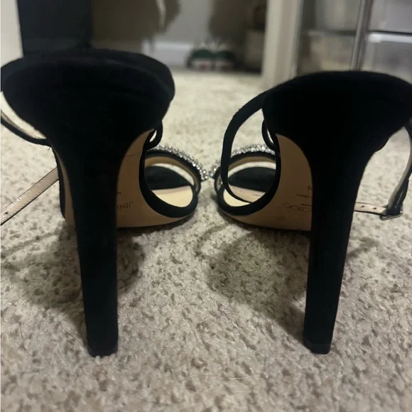Jimmy Choo Thyra 100 Black Strappy Heels with Crystal Embellishments - Picture 4 of 5